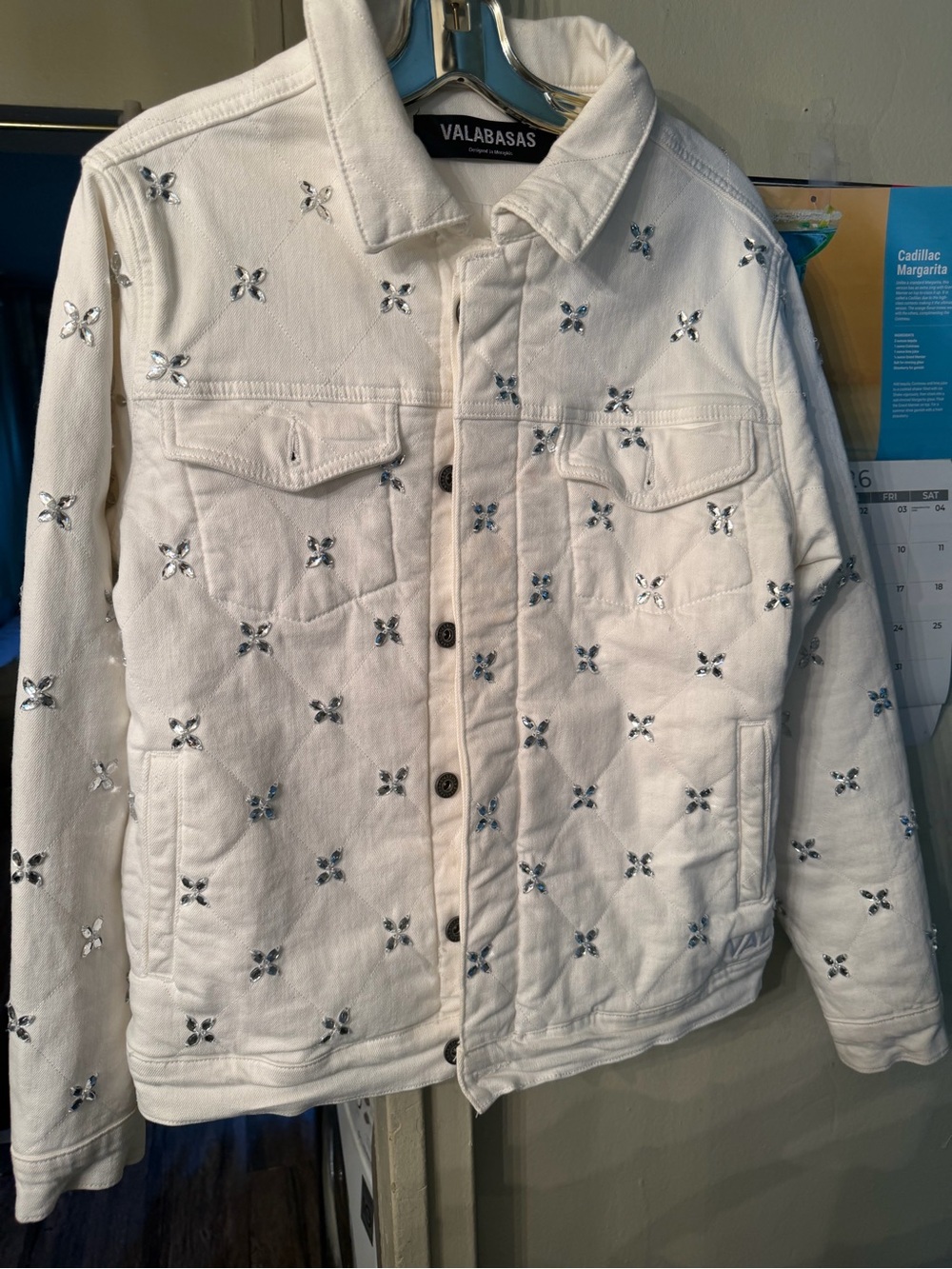 VALABASAS White Embellished denim set